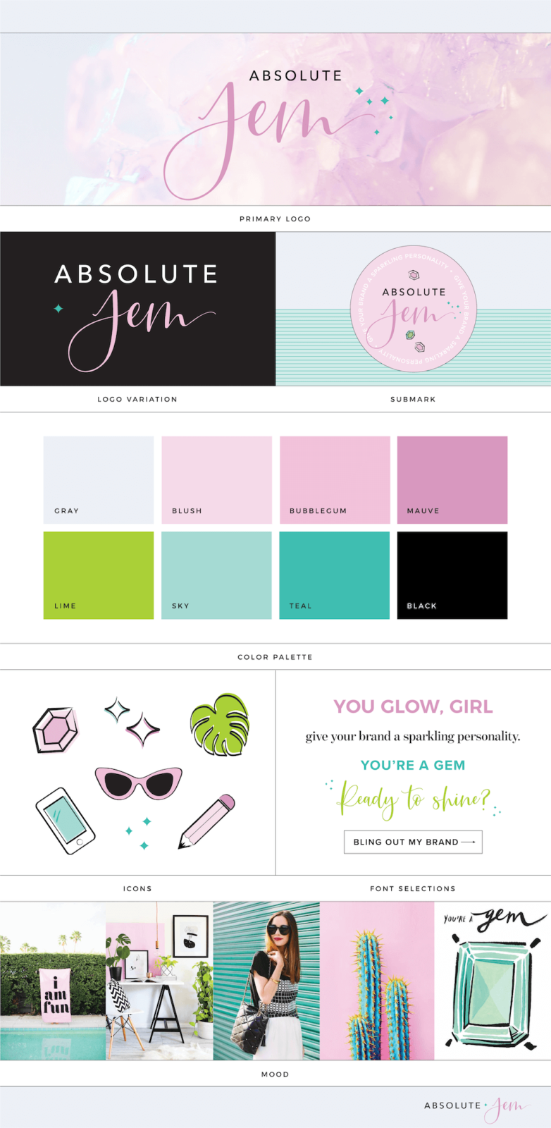 Absolute JEM Brand Board | Fun feminine branding