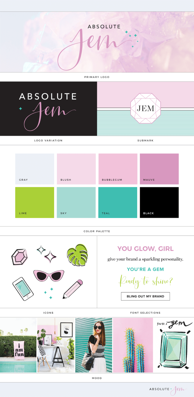 Feminine Brand Identity | Absolute JEM Brand Board