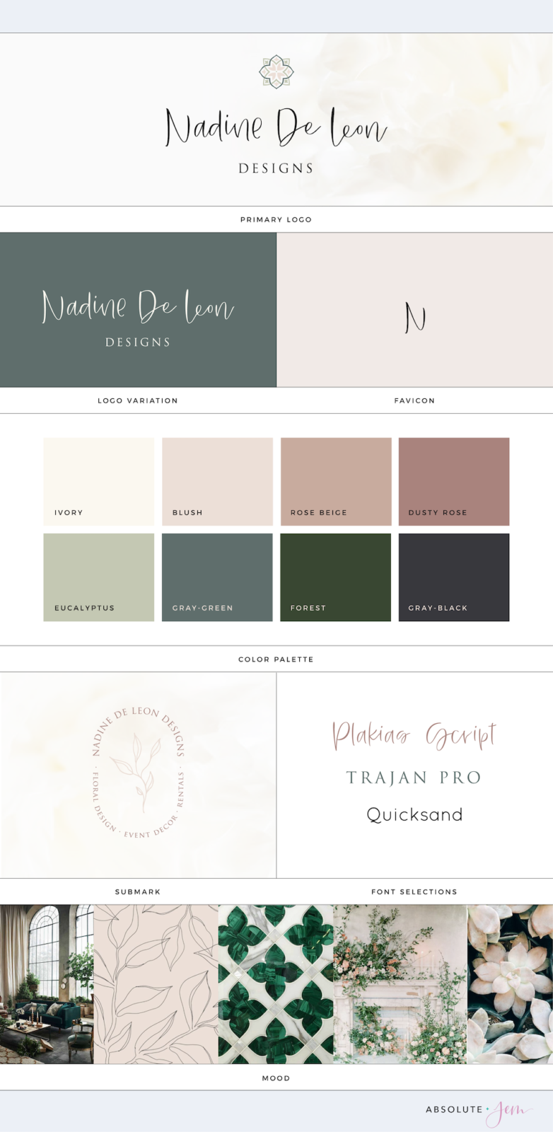 Nadine De Leon Designs Brand Board| Wedding branding by Absolute JEM