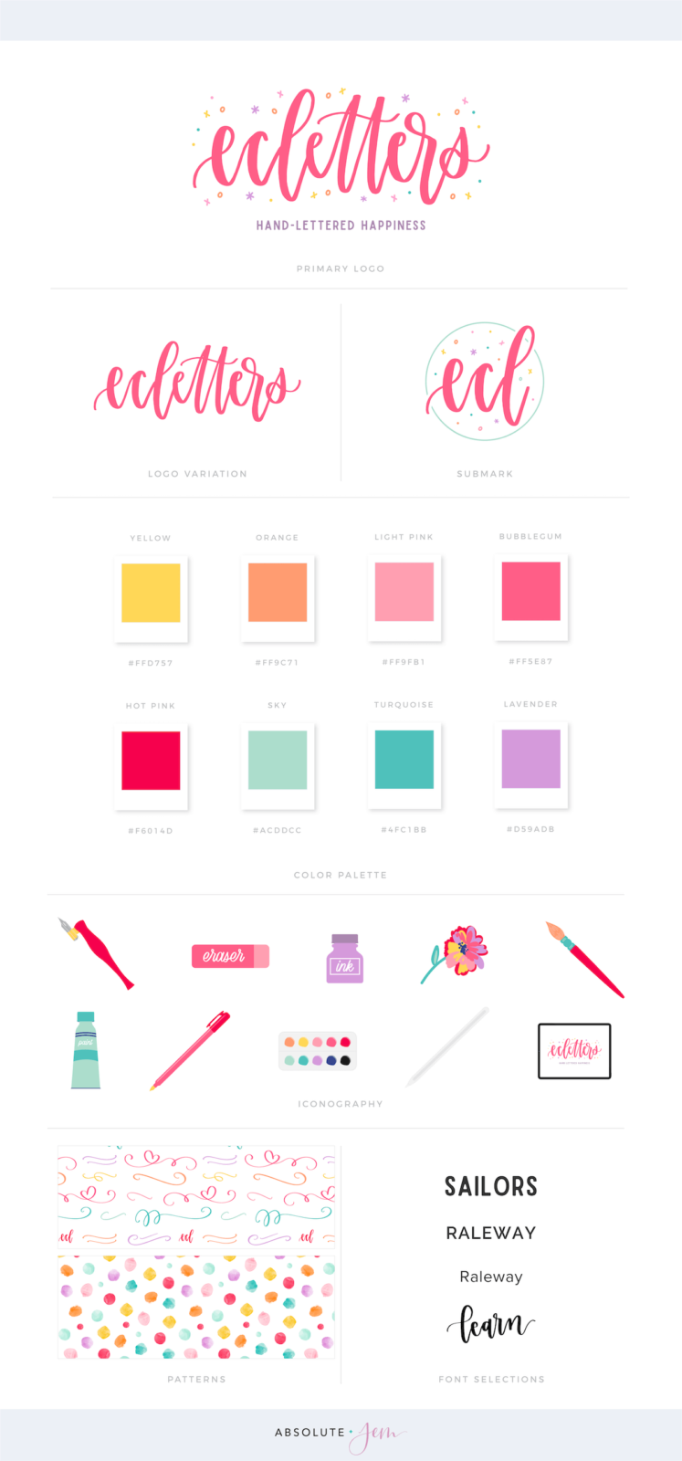 ECLetters Brand Board | Colorful Calligraphy Branding by Absolute JEM