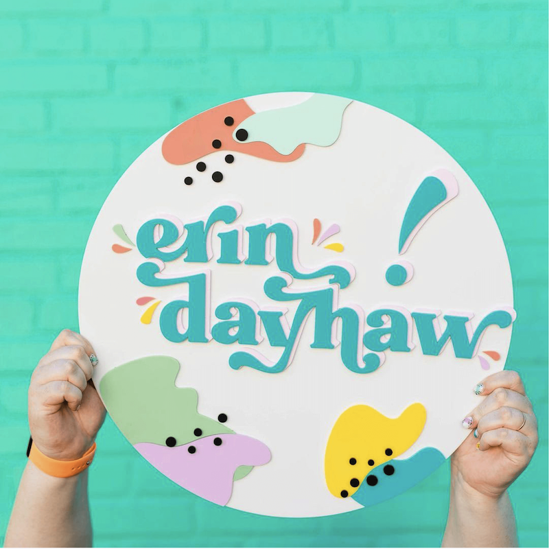 Crazy colorful visual brand identity for Erin Dayhaw