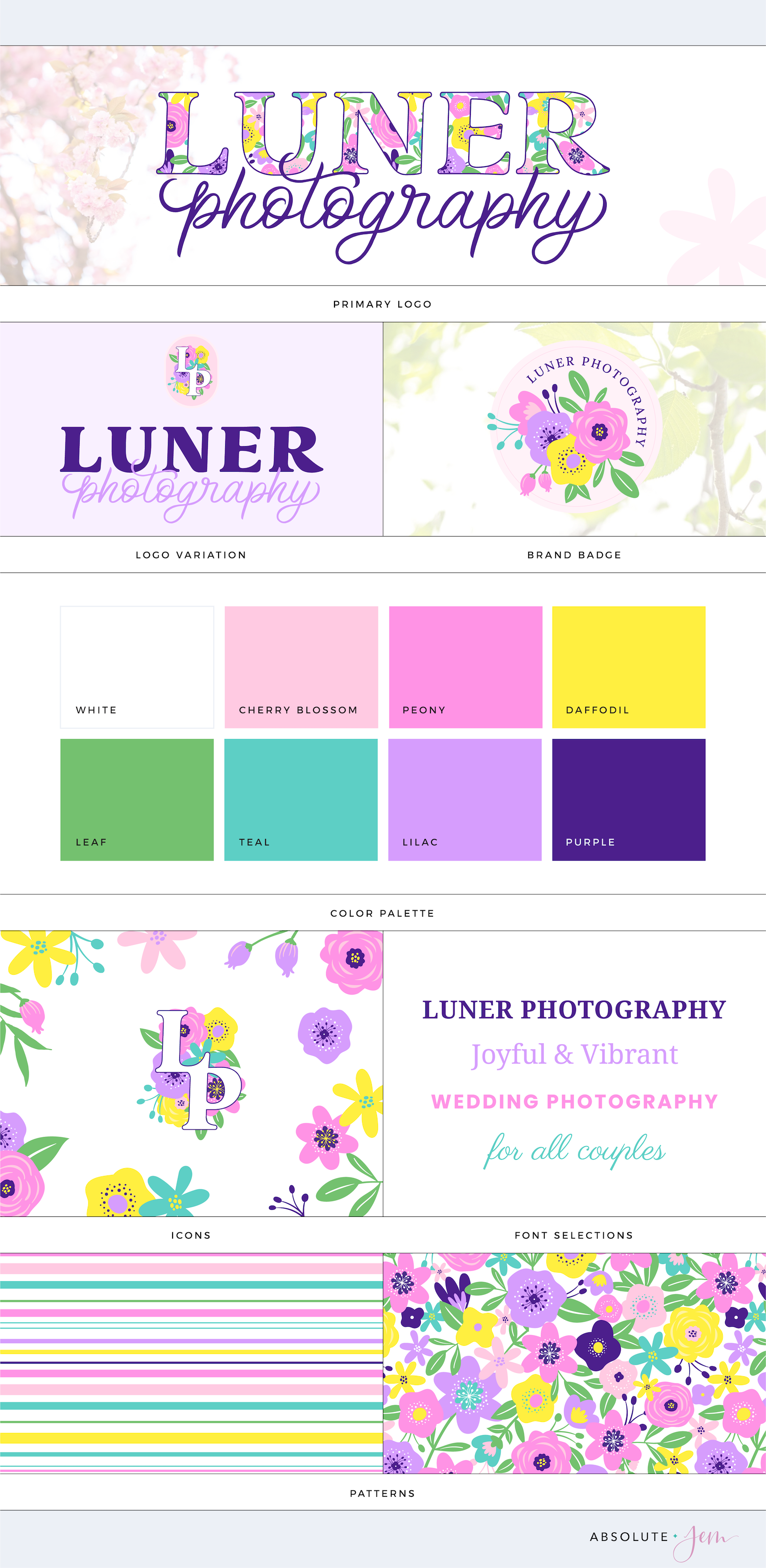 Colorful Floral Brand Board for Luner Photography | Design by Absolute JEM