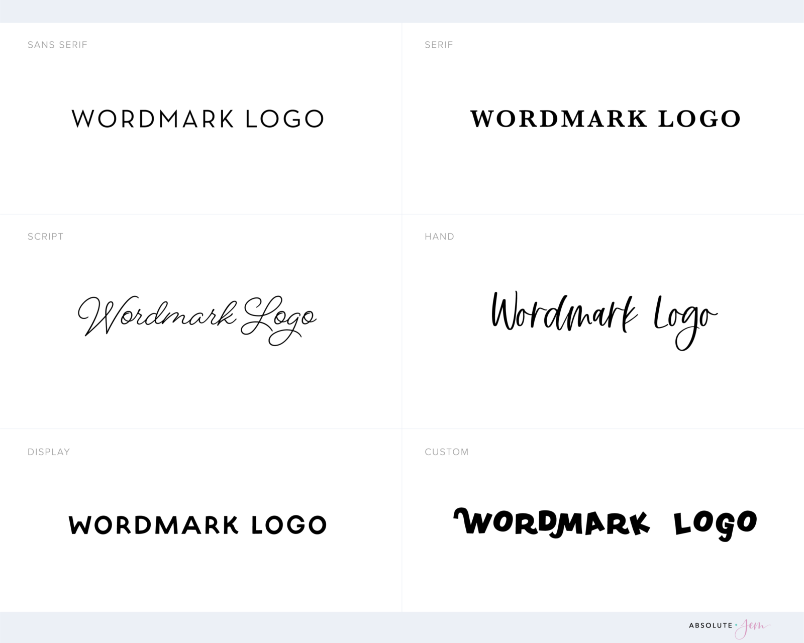 Wordmark Logo Font Options | Absolute JEM